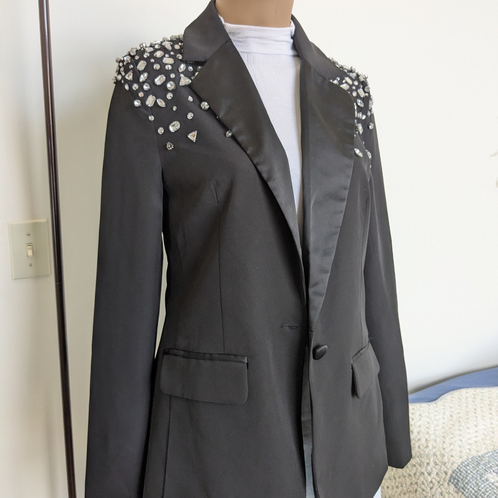 Forever 21 Black Blazer with Embellished Shoulders